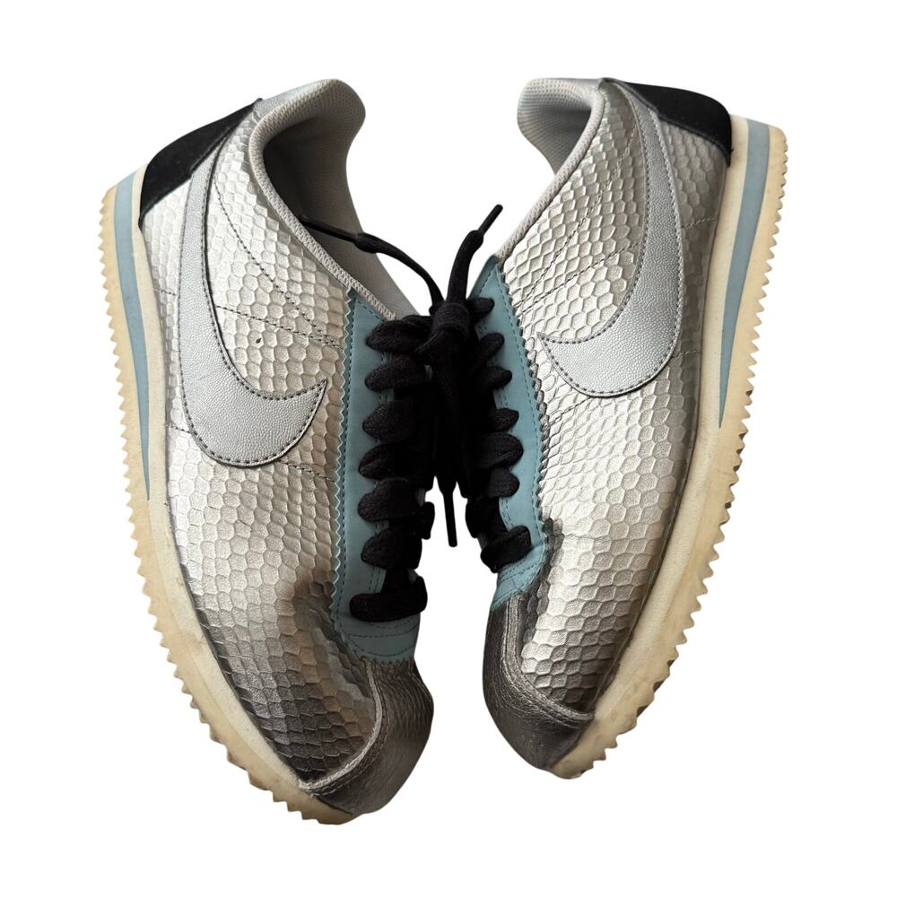 Nike Sneakers Women's 8.5 Classic Cortez Leather Premium Python Metallic Silver
